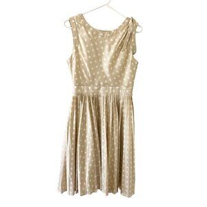 Kate Spade Women's 100% Silk Gold Polka Dot Pleated Mini Dress - 4